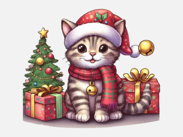 Christmas cat png sublimation t shirt vector file