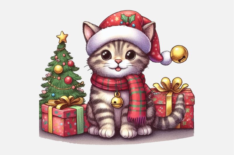 Christmas Cat PNG Sublimation