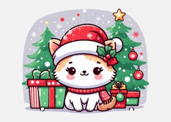 Christmas Cat PNG Sublimation