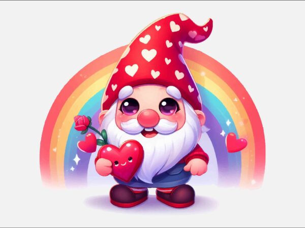 Gnome valentines day rainbow png bundle t shirt design template