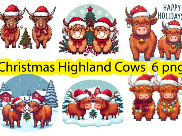 Christmas highland cow png clipart, christmas highland cow png , christmas highland cow sublimation t shirt vector file