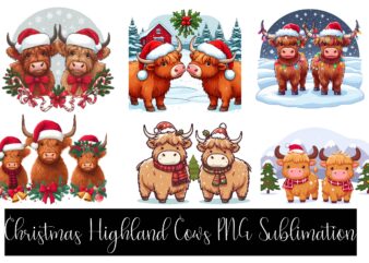 Christmas Highland Cow PNG Clipart