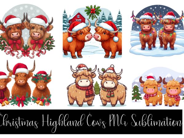 Christmas highland cow png clipart t shirt vector file Christmas highland cow png clipart t shirt vector file