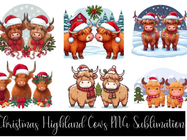 Christmas highland cow png clipart t shirt vector file