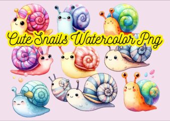 Cute Snails Watercolor PNG Sublimation Bundle t shirt vector file