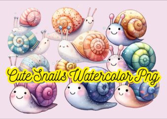 Cute Snails Watercolor PNG Sublimation Bundle