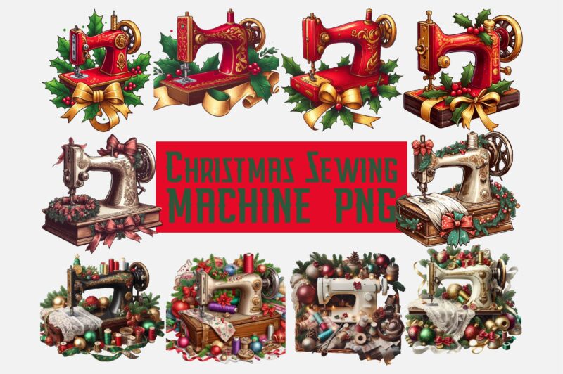 Christmas Sewing Machine PNG Sublimation