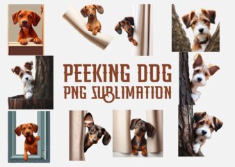 Peeking Dog PNG Sublimation t shirt illustration