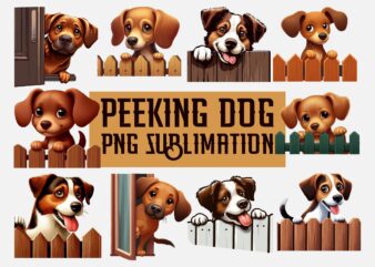 Peeking Dog PNG Sublimation t shirt illustration