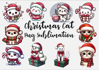 Christmas Cat PNG Sublimation Bundle