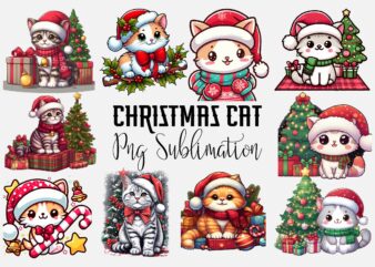 Christmas Cat PNG Sublimation