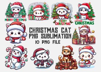 Christmas Cat PNG Sublimation