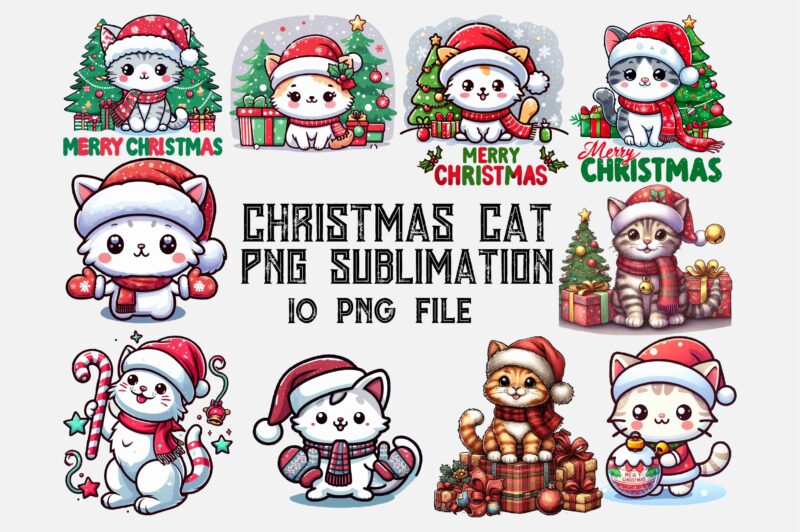 Christmas Cat PNG Sublimation