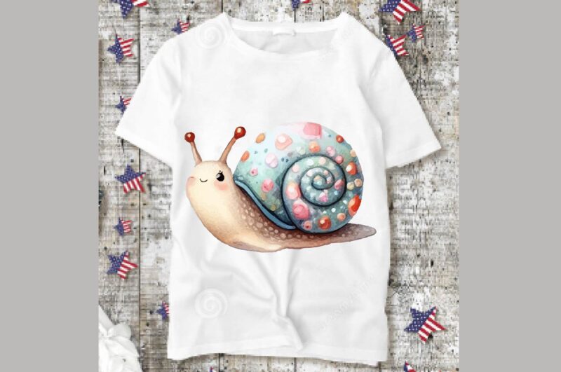 Cute Snails Watercolor PNG Sublimation Bundle