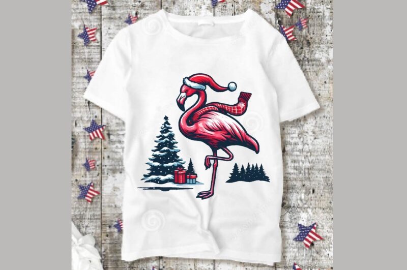 Watercolor Flamingo Christmas PNG Sublimation Bundle