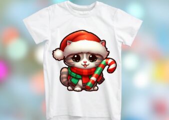 Christmas Cat PNG Sublimation t shirt vector file