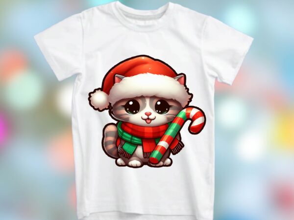 Christmas cat png sublimation t shirt vector file