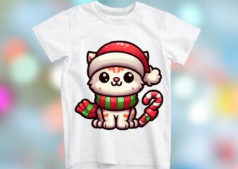 Christmas Cat PNG Sublimation t shirt vector file
