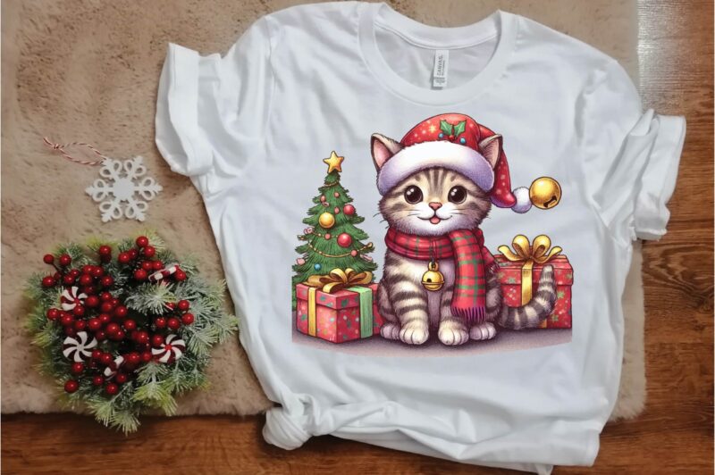 Christmas Cat PNG Sublimation