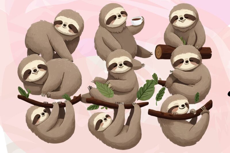 Sloth Animals Watercolor PNG Clipart