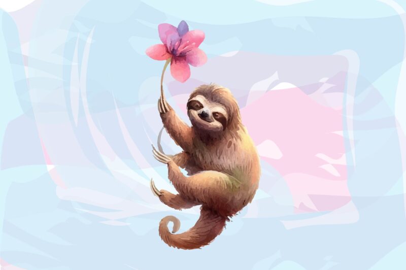 Sloth Animals Watercolor PNG Clipart