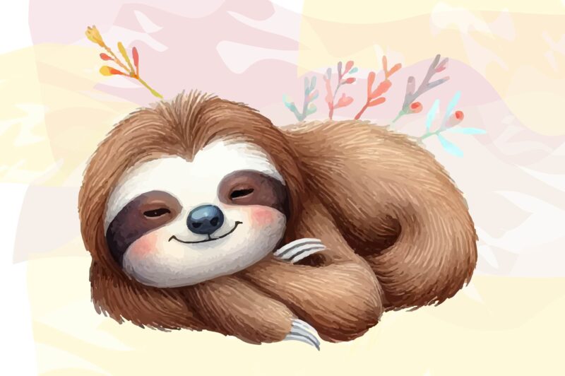 Sloth Animals Watercolor PNG Clipart