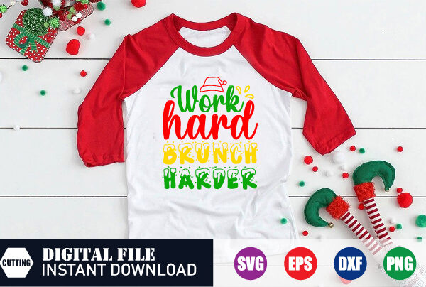 Work hard brunch harder, where hustle meets hash browns, brunch harder, merry christmas 2023, family christmas 2023 shirt t shirt vector