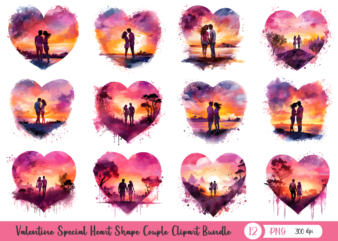Valentine Special Heart Shape Couple Clipart Bundle, Valentine Shirts t shirt vector art