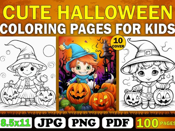 Cute halloween coloring book for kid 8 t shirt vector file