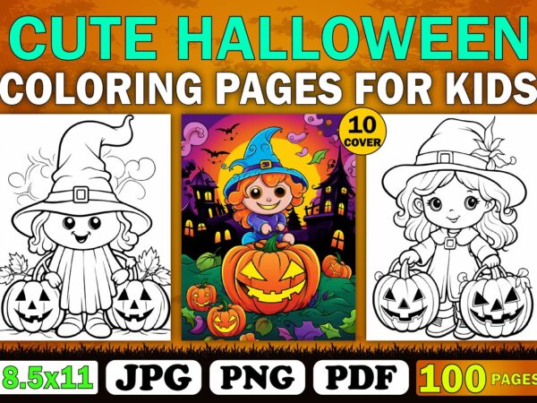 Cute halloween coloring book for kid 9 t shirt vector file