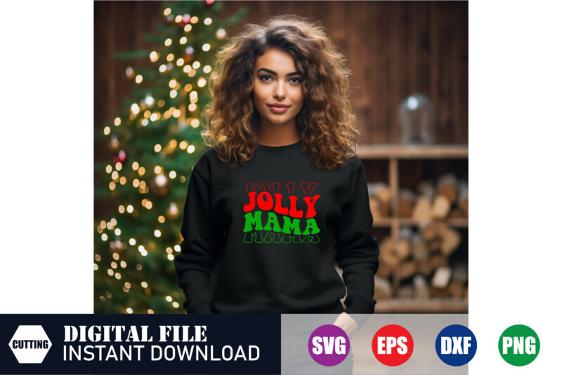 Jolly Mama T-shirt, Jolly Mama Wave Design, Mama Wave, Funny Svg, Mama T-shirt, Funny Mama, holly jolly, christmas 2023, tshirts, svg design