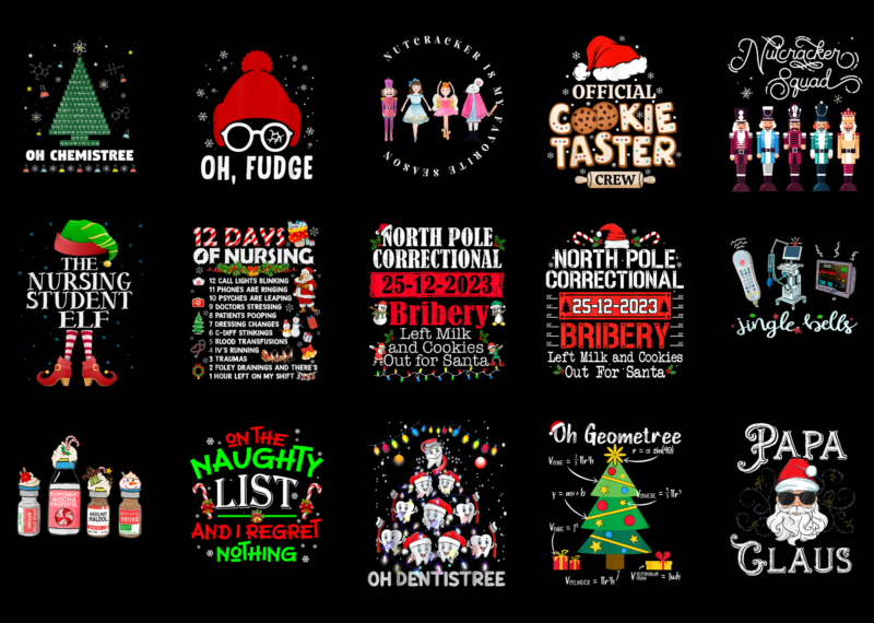 15 Christmas Shirt Designs Bundle For Commercial Use Part 41, Christmas T-shirt, Christmas png file, Christmas digital file, Christmas gift,