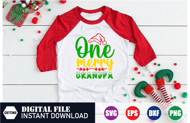 One merry grandpa T-shirt, grandpa svg, Embrace the Merry Vibes with This Festive T-shirt Design, Festive T-shirt, merry christmas 2023