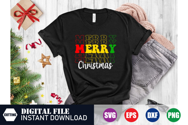 Merry Christmas T-shirt Design, Merry Christmas, Merry, Christmas 2023, Tshirts, Wave Design, Festive Season, Happy Holidays, Christmas