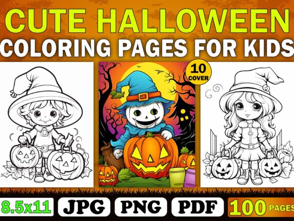 Cute halloween coloring book for kid 11 t shirt vector file