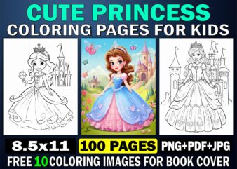 Cute Princess Coloring Page For Kids 1 t shirt vector file