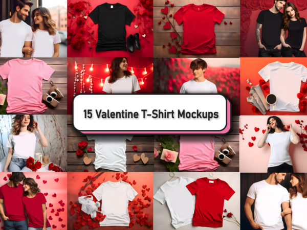 Valentines day t-shirt mockup bundle