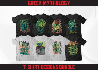 Greek Mythology T-Shirt Designs Collection | Streetwear Designs | T-Shirt Designs Bundle | Urban Streetwear Designs | DTF | DTG