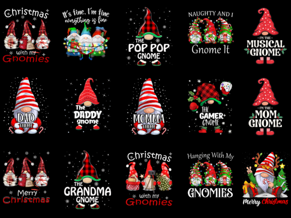 15 christmas gnome shirt designs bundle for commercial use part 1, christmas gnome t-shirt, christmas gnome png file, christmas gnome digita