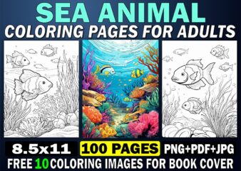 Sea Animal Coloring Pages for Adults 2 t shirt template vector