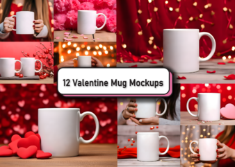 Valentines Day Mug Mockup Bundle, Valentine Coffee Cup Mockups