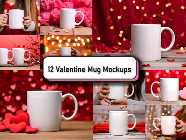 Valentines day mug mockup bundle, valentine coffee cup mockups t shirt vector art