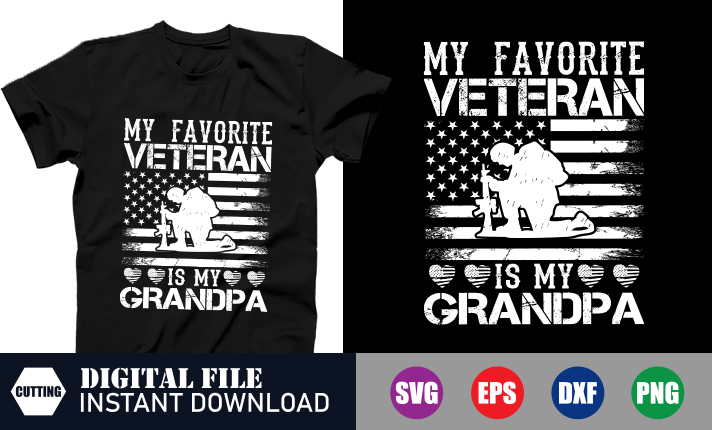 My Favorite Veteran is my Grandpa T-shirt, Veteran SVG, Funny Design, SVG, Veteran Vector, Grandpa SVG, Grandpa, crafts file