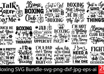 Boxing T-shirt Designs Bundle,20 Designs,On Sell Designs,Big Sell Design,Boxing T-shirt Bundle