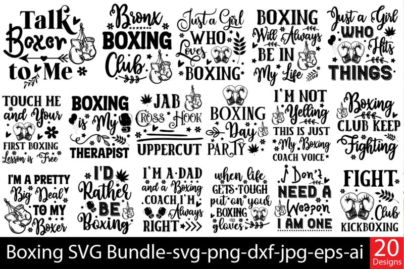 Boxing T-shirt Designs Bundle,20 Designs,On Sell Designs,Big Sell Design,Boxing T-shirt Bundle