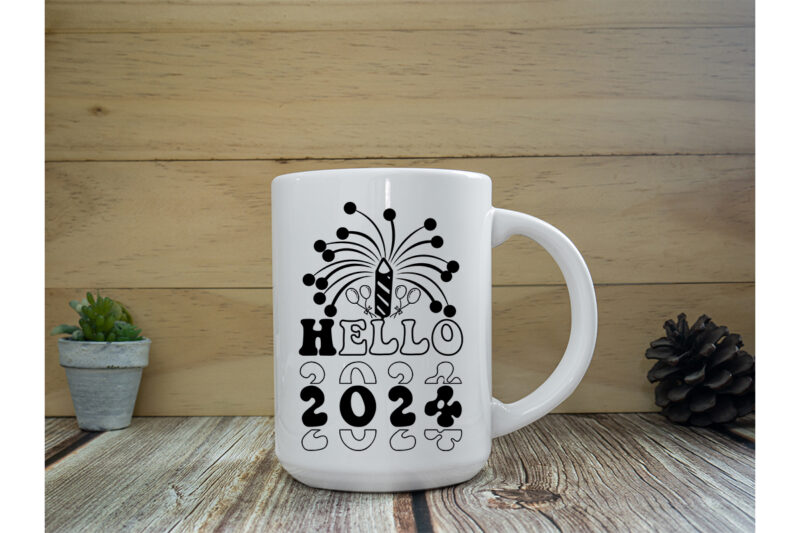 Hello 2024 SVG Cut File ,Hello 2024 T-shirt Design ,Hello 2024 Vector Design , New Year Design .