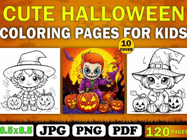 Cute halloween coloring book for kid 1 t shirt vector file