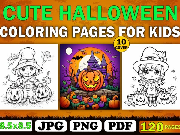 Cute halloween coloring book for kid 2 t shirt vector file