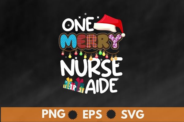 One Merry Nurses Aide Christmas T-Shirt design vector nurse christmas, christmas day nurse shirt, Santa