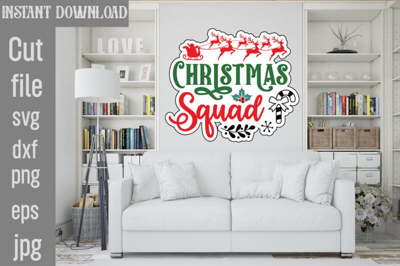 Christmas Stickers Bundle,Christmas T-Shirt Bundle , On sell Designs, Big Sell Designs,Christmas Vector T-Shirt Design , Santa Vector T-Shir